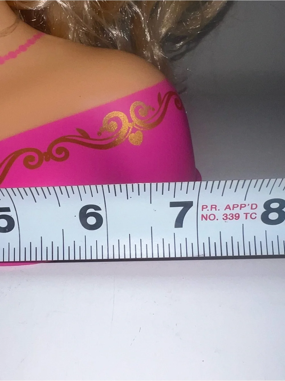 Blonde Styling Head Doll Bust with Pink Outfit